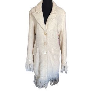 Brandon Thomas Women’s Long Sleeve Fringed Coat/Jacket